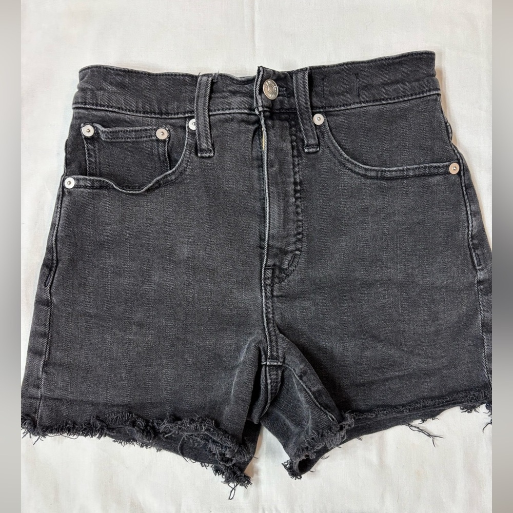 Madewell Black Frayed Hem Denim Shorts